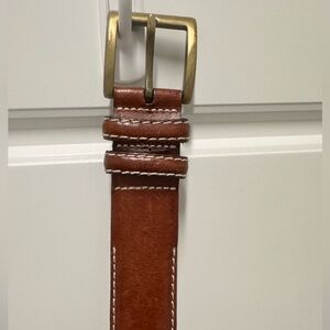 Men’s Brown Leather Belt with Brass Buckle